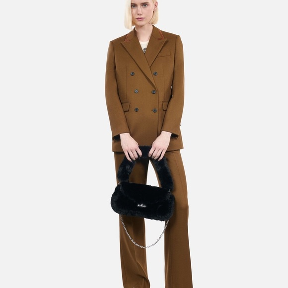 Kooples Brown Wool Double-Breasted Suit Jacket - Size US 6